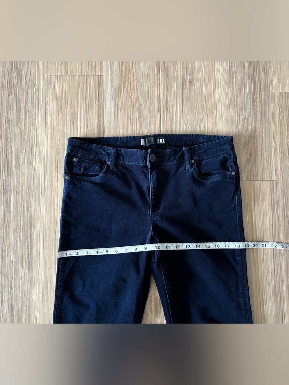 KUT from the Kloth Karen Baby Bootcut Corduroy Pants Navy Blue Womens 12 Preppy - Picture 7 of 12